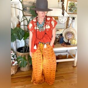 #92 Reversible Kantha Stitched Custom OS Wide Leg Pqnts